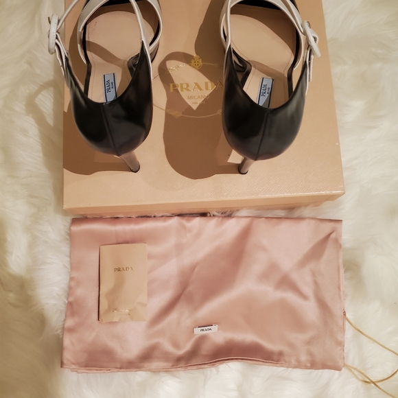 Prada Spazzolato Nero Talco Platform Heels - Picture 9 of 14